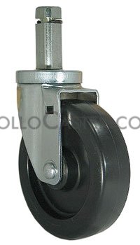Caster; Swivel; 4\" x 1-1/4\"; Rubber; Hard; Octagonal; 3/4\"x2-1/8\"; 3 cross drilled holes; Zinc; Nylon Brng; 275# (Item #69195)