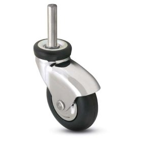 (image for) Caster; Swivel; 3 x 15/16; Rubber (Soft; non-marking); Threaded Stem (1/2-13TPI x 1-1/2); Chrome; Precision Ball Brng; 110#; Thread guards (Item #66638)