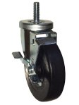 Caster; Swivel; 4" x 1-1/2"; Phenolic; Threaded Stem (5/8"-11TPI x 1-3/4"); Zinc; Roller Brng; 350#; Tread brake; Dust Cover (Mtl) (Item #64645)