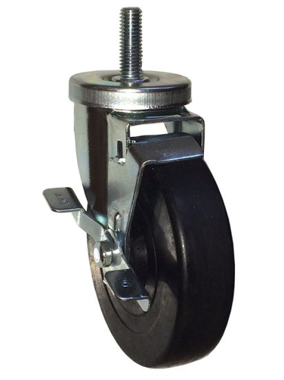 Caster; Swivel; 3\" x 1-1/4\"; Phenolic; Threaded Stem (1/2\"-13TPI x 1-1/2\"); Zinc; Steel Spanner; 350#; Dustcap (Mtl); Wheel Brake (Item #66201)