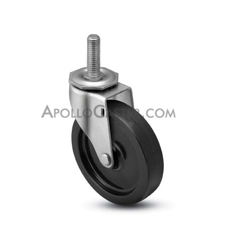 (image for) Caster; Swivel; 2" x 13/16"; Rubber; Hard; Threaded Stem; 5/16"-18TPI x 1"; Zinc; Plain bore; 90# (Item #68084) - Click Image to Close