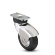 Caster; Swivel; 3" x 1"; Rubber (Soft; non-marking); Plate (2-1/2"x3-5/8": holes: 1-3/4"x2-13/16" (slots to 3-1/16"); 5/16" bolt); Chrome; Precision Ball; 175# (Item #66225)