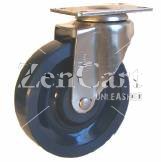 (image for) Caster; Swivel; 4" x 1-1/4"; Phenolic; Plate 3-1/8"x4-1/8"; holes: 1-3/4"x3" slots to 2-3/8"x3-3/8"; 3/8" bolt; Zinc; Steel Spanner; 350# (Item #68775)