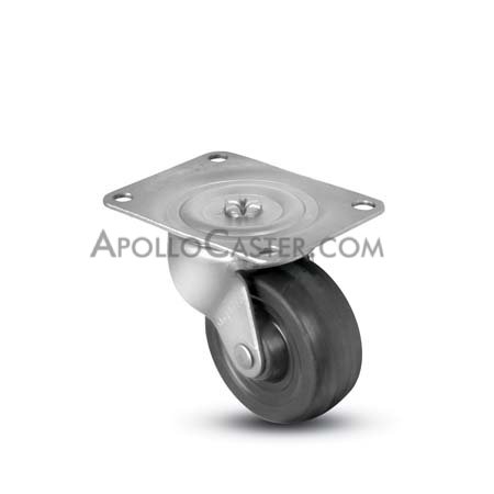 (image for) Caster; Swivel; 2-1/2 x 13/16; Rubber; Hard; Top Plate; 1-1/4x2-1/16; hole spacing: 13/16x1-9/16; 3/16 bolt; Zinc; Plain bore; 100# (Item #67952)