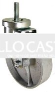 Caster; Swivel; 6" x 2"; Cast Iron; Threaded Stem (1/2"-13TPI x 1-1/2"); Zinc; Roller Brng; 375# (Item #64253)