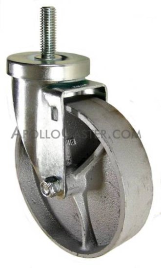 Caster; Swivel; 4\" x 1-1/4\"; Cast Iron; Threaded Stem (1/2\"-13TPI x 1-1/2\"); Zinc; Plain bore; 350#; Dust Cover (Mtl) (Item #65200)