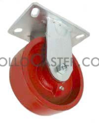 Caster; Rigid; 5\" x 2\"; Steel (Crowned Ductile); Plate (4-1/2\"x6-1/4\"; holes: 2-7/16\"x4-15/16\" slotted to 3-3/8\"x5-1/4\"; 1/2\" bolt); Zinc; Roller Brng; 1500# (Item #66120)