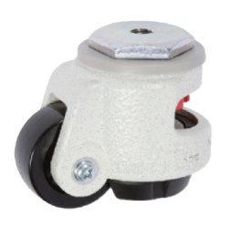 Caster; Swivel; 2-1/2" x 1-3/16"; Nylon; Threaded Center Hole; 12mm x 1-3/8" deep; Ivory; Plain bore; 1100#; Leveling Pad (Open Back); Leg can raise 5/8" (Item #63053)