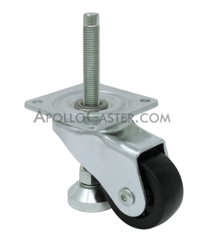 Caster; Swivel; 75mm x 35mm; HD Nylon Wheel; Plate (90mm x 90mm; holes 70mm x 70mm); 1760#; 5/8\"-11 Thread leveling foot (Hand or wrench); (Item #62712)