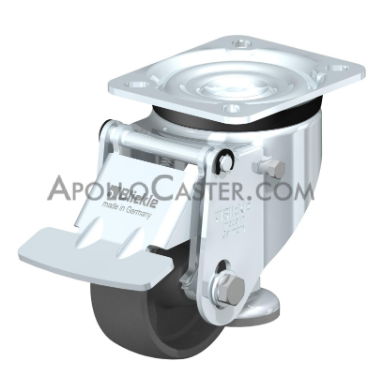Caster; Swivel; 80mm x 35mm; Nylon; Plate (85mm x 100mm); Zinc; 500# Dynamic; 3300# Static; Retractable Wheel Lifts 1/8\"; Swiveling Pedal (Item #64081)