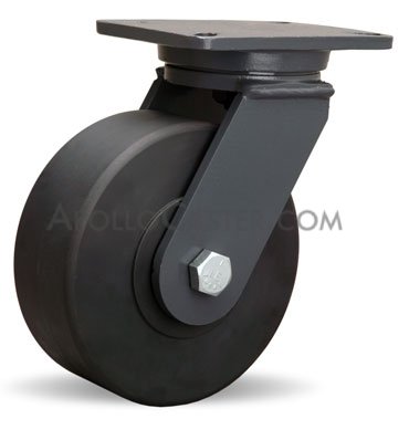 (image for) Caster; Swivel; 8\" x 3\"; Nylon; Top Plate (5\"x7-1/4\"; holes: 3-3/8\"x5-1/4\" slotted to 4-1/8\"x6-1/8\"; 1/2\" bolt); Zinc; Precision Ball Brng; 4000# (Item #66349)