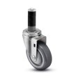 Caster; Swivel; 4 x 1-1/4; PolyU on PolyO (Gr/Bg); Expandable Adapter (.852" - .927" ID tubing); Zinc; Ball Brng; 230#; Thread guards (Item #66727)