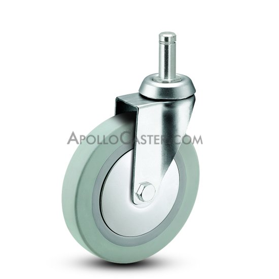 Caster; Swivel; 3\" x 7/8\"; Thermoplastized Rubber (Gray); Grip Ring (7/16\"x1-7/16\"); Chrome; Ball Brng; 140#; Thread Guards (Item #64238)