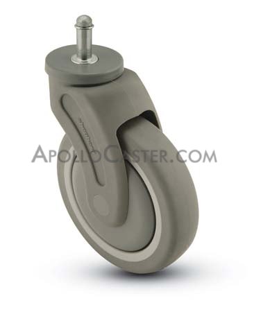 Caster; Swivel; 4\"x1-1/4\"; Thermoplastized Rubber (Gray); Grip Ring (7/16\"x1-1/4\"); Nylon; Precision Ball Brng; 260#; Raceway Seal; Thread guards (Item #67238)