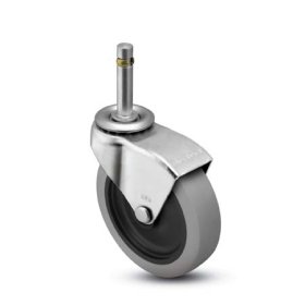 (image for) Caster; Swivel; 2 x 13/16; Thermoplastized Rubber (Gray); Grip Ring; 7/16x7/8; Zinc; Plain bore; 80#; Hood (Item #67678)