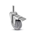 Caster; Swivel; 5 x 1-1/4; Thermoplastized Rubber (Gray); Grip Ring (7/16x1-1/4); Zinc; Ball Brng; 280#; Total Lock Brake (Item #66650)
