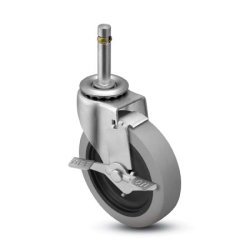 Caster; Swivel; 2" x 13/16"; Thermoplastized Rubber (Gray); Grip Ring (7/16" x 7/8"); Zinc; Plain bore; 80#; Side friction brake (Item #66405)