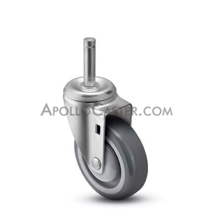 Caster; Swivel; 5\"x1-1/4\"; Monoprene (Flat); Grip Ring (7/16\"x1-1/4\"); Zinc; Precision Ball Brng; 325#; Bearing Cover (Item #67150)