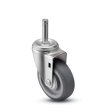 Caster; Swivel; 5" x 1-1/4"; Thermoplastized Rubber (Gray); Grip Ring (0.845" x 2-3/16"); Stainless; Stainless Prec BB; 300# (Item #64226)