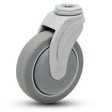 Caster; Swivel; 3" x 1-1/4"; TPR Rubber (Gray); Hollow Kingpin (1/2" bolt hole); Nylon (Gray); Precision Ball Brng; 200#; Thread guards (Item #66229)