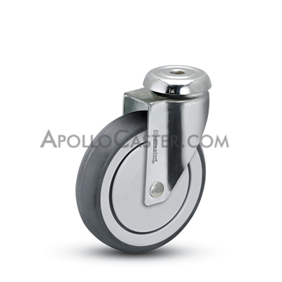 (image for) Caster; Swivel; 3\" x 1-1/4\"; Thermoplastized Rubber (Gray); Hollow Kingpin (1/2\" bolt hole); Stainless; Precision Ball Brng; 190#; Thread guards (Item #64402)