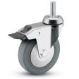 Caster; Swivel; 3" x 7/8"; Thermoplastized Rubber (Gray); Threaded Stem (3/8"-16TPI x 1"); Chrome; Ball Brng; 140#; Total Lock (Item #65274)
