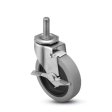 Caster; Swivel; 3" x 13/16"; Thermoplastized Rubber (Gray); Threaded Stem (3/8"-16TPI x 1-1/2"); Zinc; Plain bore; 110#; Side friction brake (Item #66353)