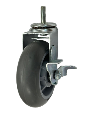(image for) Caster; Swivel; 6" x 2"; ThermoPlastic Rubber Donut (Gray); Threaded Stem (1/2"-13TPI x 1-1/2"); Zinc; Roller Brng; 375#; Wheel Brake (Item #63512)
