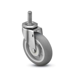 (image for) Caster; Swivel; 5" x 1-1/4"; Monoprene (Donut); Threaded Stem (3/4"-10TPI x 1-3/4"); Zinc; Prec Ball Brng; 300#; Bearing Cover; Dust Cover (Mtl) (Item #63666)
