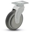 Caster; Swivel; 3"x1-1/4"; TPR (Gray); Plate (2-1/2"x3-5/8": holes: 1-3/4x2-13/16 (slotted to 3-1/16); 5/16 bolt); Nylon Rig; Plain Bore; 200#; Thread guards (Item #65150)