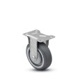 Caster; Rigid; 5" x 1-1/4"; TPR Rubber (Gray); Plate (2-5/8"x3-3/4"; holes: 1-3/4"x2-3/4" slots to 3"; 5/16" bolt); Zinc; Precision Ball Brng; 300#; Thread Guar (Item #65635)