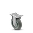 Caster; Rigid; 4 x 1-1/4; Monoprene (Donut); Top Plate (2-5/8x3-3/4; holes: 1-3/4x2-3/4 slotted to 3; 5/16 bolt); Zinc; Precision Ball Brng; 250# (Item #66626)