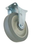 Caster; Rigid; 3" x 1-1/4"; Thermoplastized Rubber (Gray); Plate (2-1/2"x4-15/16"; holes: 1-3/16"x4"; 5/16" bolt); Zinc; Ball Brng; 165# (Item #67763)