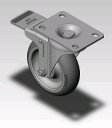 Caster; Swivel; 4 x 1-1/4; Monoprene (Donut); Plate (2-5/8x3-3/4; holes: 1-3/4x2-3/4 slotted to 3; 5/16 bolt); Zinc; Precision Ball Brng; 250#; Total Lock (Item #66627)