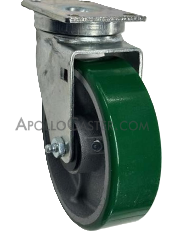 (image for) Caster; Swivel; 5\" x 1-1/2\"; PolyU on Cast Iron; Plate (2-1/2\"x3-5/8\"; holes: 1-3/4\"x2-7/8\" slots to 3\"; 5/16\" bolt); Zinc; Roller Brng; 400#; Dustcap (Item #62954)