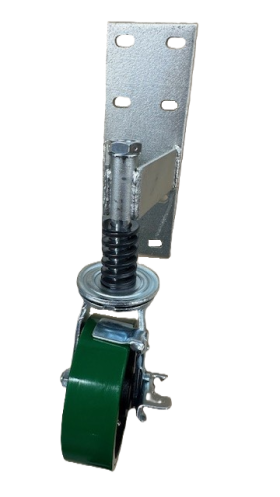 (image for) Caster; Swivel; 6" x 2"; PolyU on Cast Iron; Gate Caster Bracket (11"x4"; 8 holes 1-3/4" (slotted to 3") x 9-1/2"; 7/16" bolt); Roller Brng; 700#; Tread Brake (Item #65116)