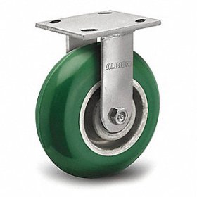 (image for) Caster; Rigid; 8" x 2"; 85A PolyU (Donut) on Alum; Plate (4"x4-1/2"; holes: 2-5/8"x3-5/8" slotted to 3"x3"; 3/8" bolt); Zinc; Sealed Prec Ball Brng; 1000# (Item #65325)