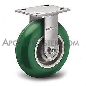 Caster; Rigid; 8\" x 2\"; 85A PolyU (Donut) on Alum; Plate (4\"x4-1/2\"; holes: 2-5/8\"x3-5/8\" slotted to 3\"x3\"; 3/8\" bolt); Zinc; Sealed Prec Ball Brng; 1000# (Item #65325)