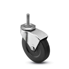 (image for) Caster; Swivel; 3 x 13/16; Rubber (Hard); Threaded Stem (3/8-16TPI x 1-1/2); Zinc; Plain bore; 120#; Hood (Item #66615)