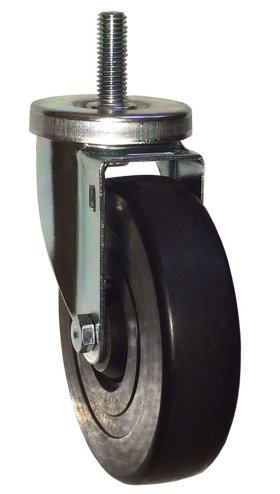 (image for) Caster; Swivel; 4" x 1-1/4"; Rubber (Hard); Threaded Stem (1/2"-13TPI x 1-1/2"); Zinc; Plain bore; 250#; Dust Cover (Mtl) (Item #64587)
