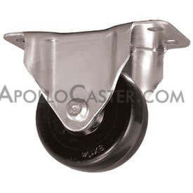 Caster; Rigid; 3\" x 1-1/4\"; PolyU on PolyO (Blue); Top Plate (2-1/4\" x 5-1/8\": holes: 1-3/16\" x 4\"; 1/4\" bolt); Zinc; Ball Brng; 210# (Item #64629)