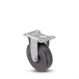 Caster; Rigid; 3" x 1-1/4"; Rubber; Hard; Plate; 2-1/2"x3-5/8"; holes: 1-3/4"x2-7/8" (slotted to 3"); 5/16" bolt; Zinc; Delrin Brng; Wgt Cap: 250# (Item #69953)