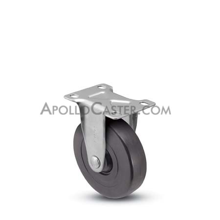 Caster; Rigid; 5\" x 1-1/4\"; Rubber (Hard); Top Plate (2-1/2\"x3-5/8\"; holes: 1-3/4\"x2-7/8\" slotted to 3\"; 5/16\" bolt); Zinc; Ball Brng; 280# (Item #65717)
