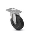 Caster; Swivel; 5 x 1-1/4; Rubber; Soft; Top Plate; 2-3/8x3-5/8; holes: 1-3/4x2-7/8 (slotted to 3); 5/16 bolt; Zinc; Nylon Brng; 200# (Item #67832)