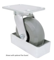 (image for) Caster; Swivel; 8" x 3"; PolyU/GlsNylon (65); Plt. (4-1/2"x6-1/4"; holes: 2-7/16"x4-15/16" slotted to ;3-3/8"x5-1/4"); Stainless; Stnls Rlr Brng; Kingpinless (Item #62709)