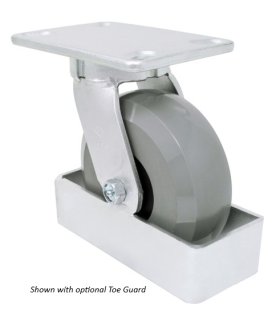 (image for) Caster; Swivel; 8" x 3"; PolyU/GlsNylon (65); Plt. (4-1/2"x6-1/4"; holes: 2-7/16"x4-15/16" slotted to ;3-3/8"x5-1/4"); Stainless; Stnls Rlr Brng; Kingpinless (Item #62709)