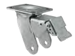 Yoke; Swivel; 8" x 2"; Top Plate (4"x4-1/2"; holes: 2-5/8"x3-5/8" slotted to 3"x3"; 3/8" bolt); Zinc; 1/2" Bore; 2-7/16" Hub Length; 1200#; Trailing Total Lock (Item #87988)