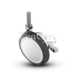 (image for) Caster; Ball; Swivel; 3"; Rubber; Hard; Threaded Stem; 5/16"-18TPI x 1-1/4"; Bright Chrome; Acetyl/ Resin Brng; 100#; Pedal wheel lock (Item #69511)