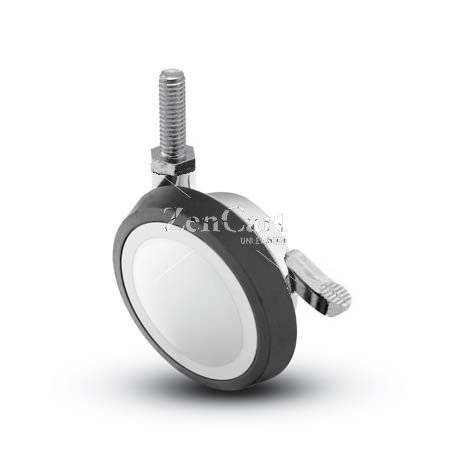 (image for) Caster; Ball; Swivel; 3"; Rubber; Hard; Threaded Stem; 5/16"-18TPI x 1-1/4"; Bright Chrome; Acetyl/ Resin Brng; 100#; Pedal wheel lock (Item #69511)