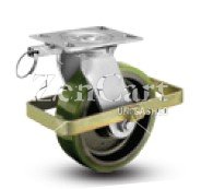 (image for) Caster; Swivel; 6" x 3"; Phenolic; Plate (5-1/4"x7-1/4"); Zinc; Tapered Rlr Brng; 2000#; Position Lock; Wraparound Brake (Item #63592)